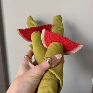 Vintage hand painted wood watermelon napkin rings